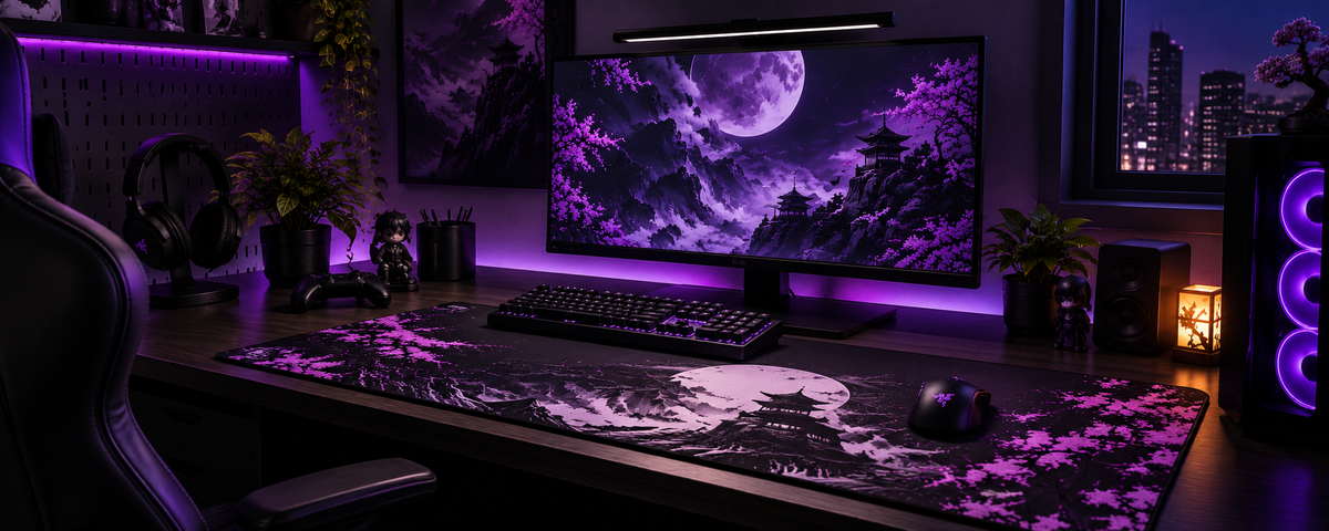 Kurodesk desk mat on a gaming setup