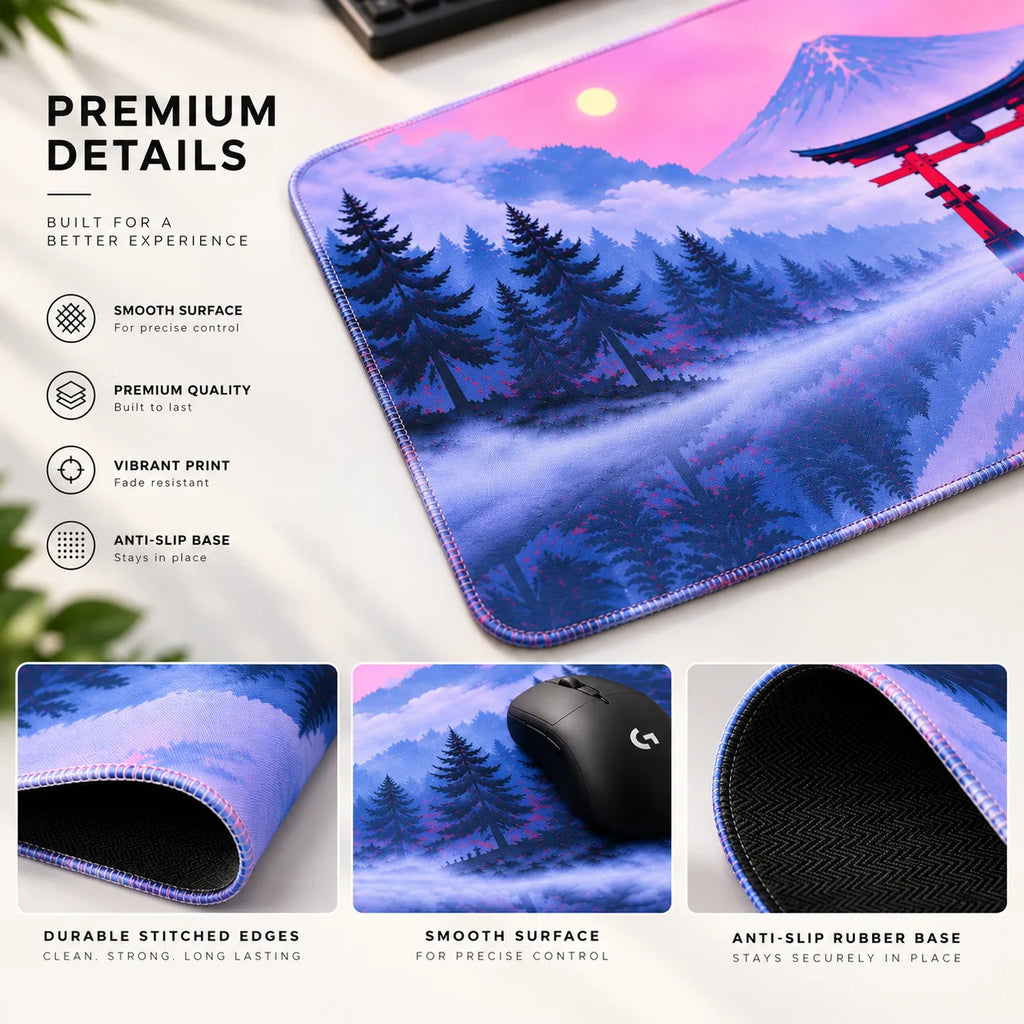 Desk Mat – 23 x 11 inches (58 x 28 cm) | Stitched Edges